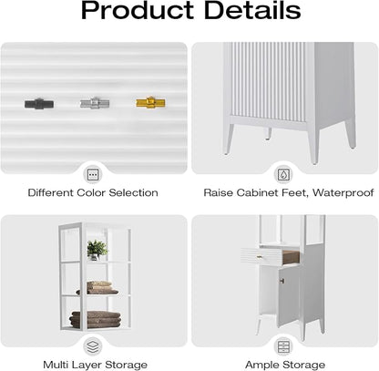 Vanity Art Vanity with Storage Cabinet & Shelves, Free-Standing Vanity with Soft-Closing Doors, White, Golden Brushed Handware VA91-LC-W-GB