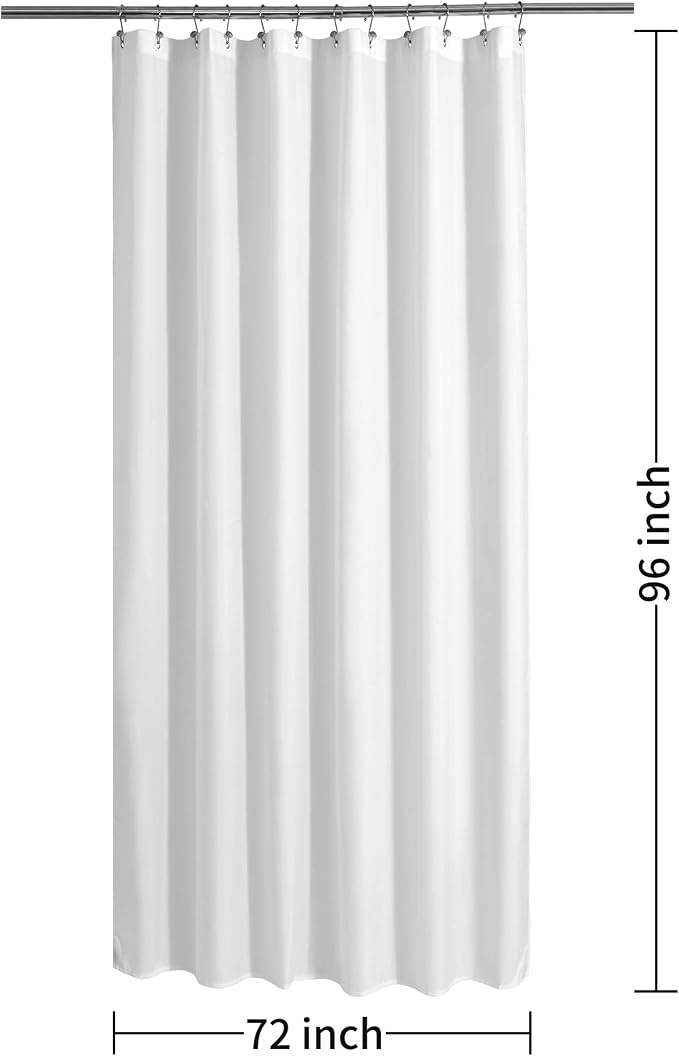 ALYVIA SPRING 72x96 Extra Long Waterproof Fabric Shower Curtain Liner White | 2 Magnets, Soft Cloth & Hotel Quality, Machine Washable, Light-Weight, Extra Long Size
