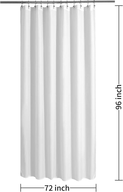ALYVIA SPRING 72x96 Extra Long Waterproof Fabric Shower Curtain Liner White | 2 Magnets, Soft Cloth & Hotel Quality, Machine Washable, Light-Weight, Extra Long Size