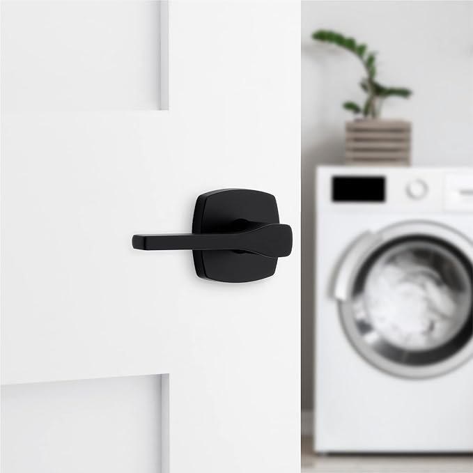 Kwikset Tripoli Lever Interior Passage Door Handle, Lever for Closet and Hallway Doors, Reversible Non-Locking Handle Lever, Matte Black, with Microban Protection (Pack of 6)