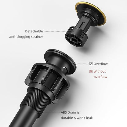 Rywuanku Tall Brushed Gold Bathroom Faucet Waterfall Spout, Single Handle Sink Faucet with Pop-up Drain & Deck Plate, Modern 1 Hole Vanity Faucet for Vessel Sink