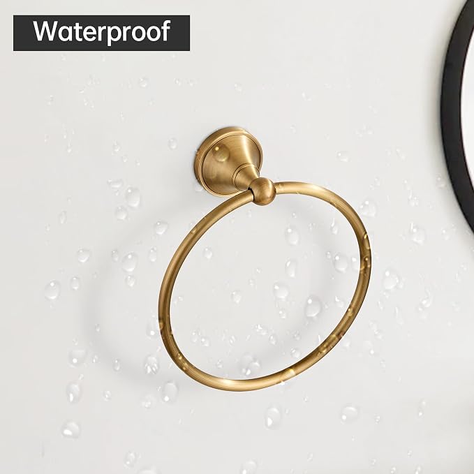 Antique Brass Toilet Paper Holder Hand Towel Ring, Brass Bathroom Accessories Set Towel Holder Toilet Paper Roll Holder, Antique Farmhouse Bathroom Hardware 2 Pieces Set Wall Mount Stainless Steel