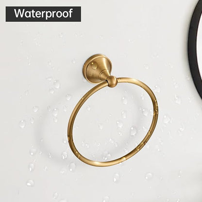 Antique Brass Toilet Paper Holder Hand Towel Ring, Brass Bathroom Accessories Set Towel Holder Toilet Paper Roll Holder, Antique Farmhouse Bathroom Hardware 2 Pieces Set Wall Mount Stainless Steel