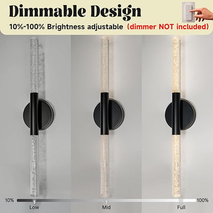 LED Bathroom Vanity Lights,24 inch Bathroom Light Fixtures Over Mirror,3000K Natural Warm Light, ETLï¼†UL Listed, Modern Wall Sconce for Bedroom,Living Room,Hallway,Black