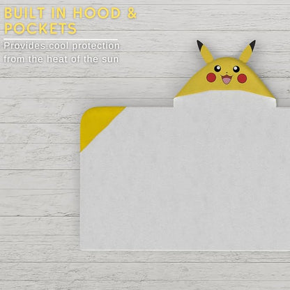 Pokemon Anime Kids Super Soft Bath/Pool/Beach Soft Cotton Terry Hooded Towel Wrap, 24 in x 50 in, (Official Licensed Product) By Franco