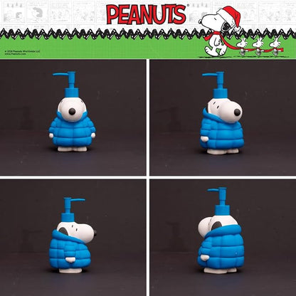 Peanuts Snoopy Puffer Coat Holiday Christmas Soap/Lotion/Hand Sanitizer Resin Pump Dispenser, 17.24 Ounces, (Officially Licensed Product) by Franco