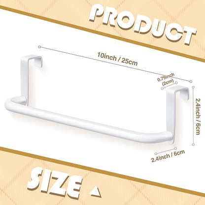 Patelai Over Cabinet Door Towel Bar, Metal Kitchen Rack,White | Hang Inside or Outside Cabinet for Hand Towels, No Drill Install, Bathroom Organizer, Saves Counter Space, Fits Doors