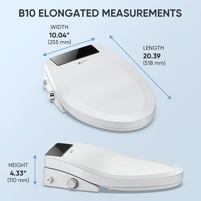 LEIVI Electric Bidet Toilet Seat with Auto Open & Close Lid, Digital LED Display, Heated Seat, Night Light, Bidet with Warm Water and Dryer, Elongated