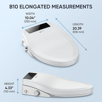LEIVI Electric Bidet Toilet Seat with Auto Open & Close Lid, Digital LED Display, Heated Seat, Night Light, Bidet with Warm Water and Dryer, Elongated