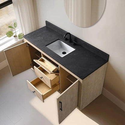 Vanity Art 60" Bathroom Vanity with Sink, Vanity Cabinet with Doors and Shelf, Modern Wood Bathroom Vanity with White Marble Top, Solid Wood Frame, 3 Functioning Drawers,VA70-60-SLW-E