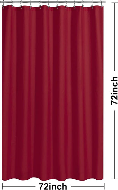 N&Y HOME Fabric Shower Curtain or Liner with Magnets, Red | Hotel Quality, Washable, Water Repellent, Cloth Shower Curtain with Grommets for Bathroom, Standard Size