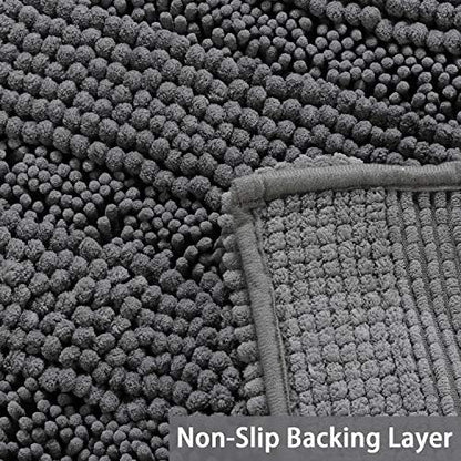 2 Piece Bathroom Rug Set with Toilet Mat, Soft Absorbent Chenille, Non-Slip