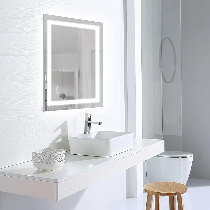 LED Bathroom Mirror 36"X36" with Front Light and Backlit | Stepless Dimmable, Anti-Fog, Shatter-Proof, HD Reflection, Memory, 3 Colors Lighting Square Mirror, UL Listed