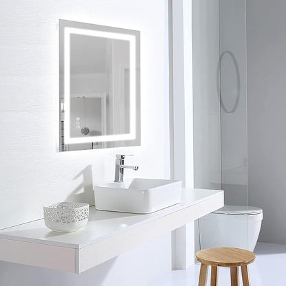 LED Bathroom Mirror 36"X36" with Front Light and Backlit | Stepless Dimmable, Anti-Fog, Shatter-Proof, HD Reflection, Memory, 3 Colors Lighting Square Mirror, UL Listed