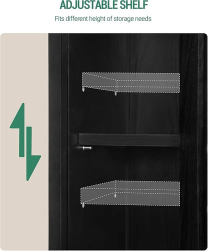 Bathroom Storage Cabinet - Toilet Paper Storage Cabinet, Small Toilet Paper Holder with 4 Wheels, Bathroom Organizer with Adjustable Shelf, for Small Spaces, Black BC04604X