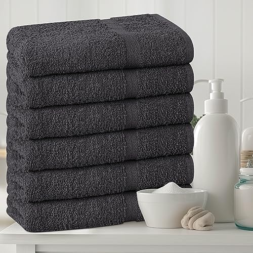 Towel and Linen Mart 100% Cotton Grey 12 Pack Medium Bath Towel Set, Quick Dry, Super Absorbent, Light Weight, Soft Feel, Premium Towels for Hotel, Spa and Bathroom (24 X 48 12 Pack, Grey)