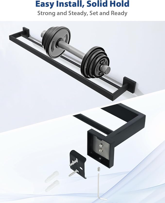 Alise Double Towel Bars Towel Rack for Bathroom Wall Mount 32 Inch,Black | SUS304 Stainless Steel Bathroom Towel Holder, Square Towel Rod Towel Hanger for Bathroom Lavatory Kitchen
