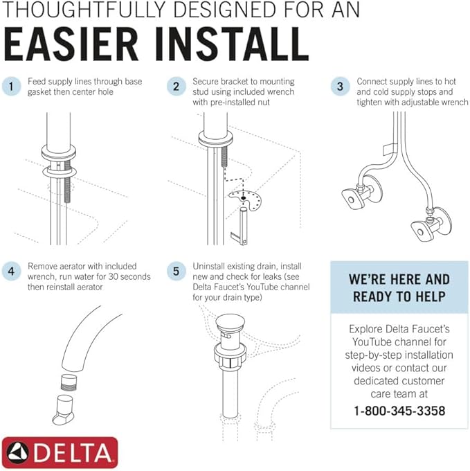 Delta Ara Brushed Nickel Bathroom Faucet 1 Hole, Single Hole Bathroom Sink Faucet for Vanity, Metal Push-Pop Drain Assembly, Stainless 567LF-SSPP
