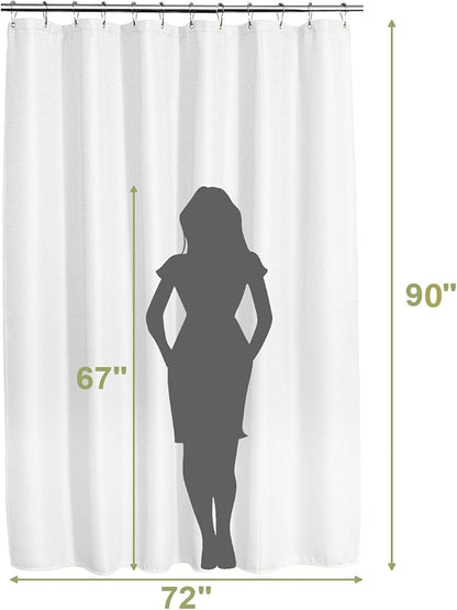 AmazerBath Extra Long Shower Curtain 90 Inches Long, White Shower Curtain Extra Tall 72x90 Inches, Fabric Shower Curtains for Bathroom, Heavy Duty 240G Waffle Textured, Rustproof Metal Grommets
