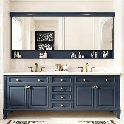 48-92IN Single/Double Sink Bathroom Vanity, Defogging Smart Mirror, Modern American Free Standing Vanity with Bathroom Cabinet