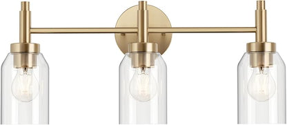 Kichler Madden 3-Light Bathroom Vanity Light, Champagne Bronze | Modern vanity light with clear glass for single bathroom mirrors (24" x 10.5"), 55185CPZ