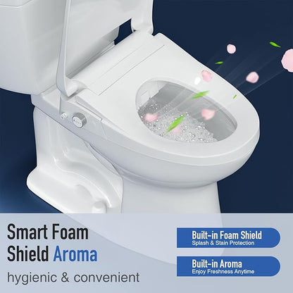 Smart Toilet with Bidet Built In, Bubble Shield, Heated Bidet Seat with Warm Water & Dryer, Radar Sensor Auto Open/Close, LED Temp Display, Electric Bidet Toilet Seat for Bathroom