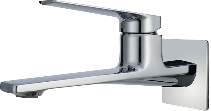Modern Wall Mount Bathroom Faucet – Chrome,Solid Brass Single Handle with Flip Aerator (2 Flow Modes), Rough-in Valve for Concealed Installation