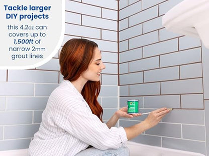 Grout Pen Grout Paint for Tile, Floor & Shower - Brown - 125ml (4.2oz) | Waterproof Paint Grout Refresh Restorer for Kitchen & Bathroom Tiles - Can Size for Larger Projects