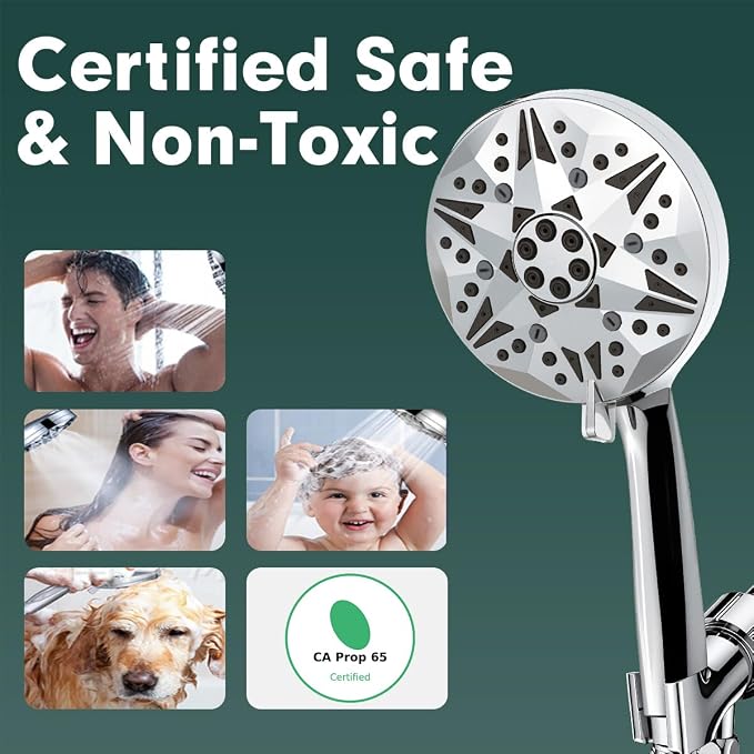 Matte Black Filtered Handheld Shower Head – 10 Spray Modes with Rain & Massage, Built-in Filter, Anti-Clog Nozzles, Power Rinse for Tile & Pets, Easy to Install