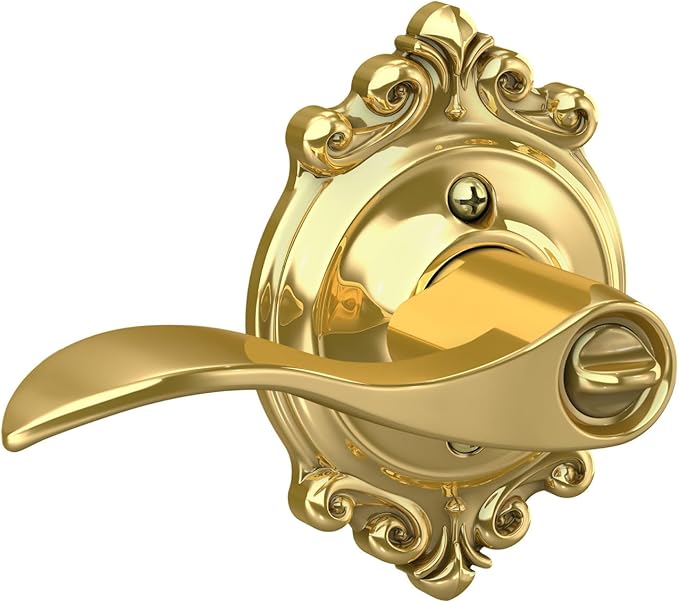 SCHLAGE Accent Lever with Brookshire Trim Keyed Entry Lock in Bright Brass
