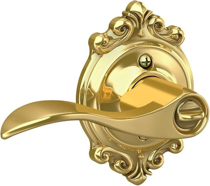SCHLAGE Accent Lever with Brookshire Trim Keyed Entry Lock in Bright Brass