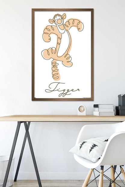 Trends International Disney Simple Moments Line Art - Tigger Wall Poster, 34L x 22.4W, Bronze Framed Version