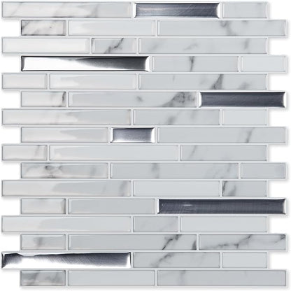 LONGKING 10-Sheet Extra Thick Peel and Stick Backsplash Tiles, Waterproof Kitchen Backsplash Peel and Stick Tile, Self-Adhesive Backsplash for Kitchen, Gray Marble | Peel and stick backsplash, self-adhesive wall tile, Gray Marble, extra thick, waterpro...