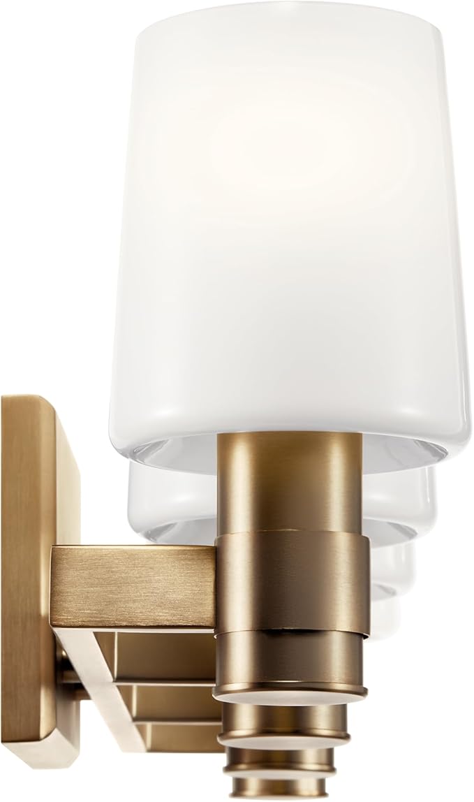 Kichler Adani 4-Light Vanity, Modern Light with Opal Glass in Champagne Bronze, Bathroom (8.25" x 30"), 55177CPZ