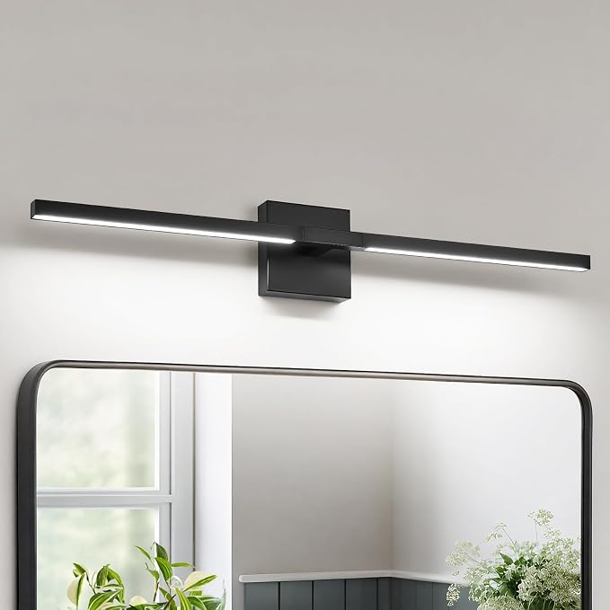 Black Bathroom Vanity Light, 31 Inch LED Light Bar Over Mirror | Modern Bathroom Light Fixture Over Mirror for Vanity, 360° Rotatable Dimmable LED Wall Mounted Lighting, ETL Certified
