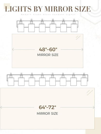 6-Light Bathroom Vanity Light,White Frosted Glass,Oil Rubbed Bronze | 41 Inch Over Mirror Wall Light,E26 sockets,for bathroom mirror,powder room,dressing area