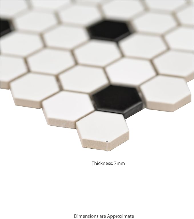 MSI Adelaide White 10.16 in. x 11.73 in. Hexagon Matte Porcelain Floor and Wall Tile Tile for Kitchen Backsplash, Bathroom, Accent Wall Tile, and Shower Wall Tile,