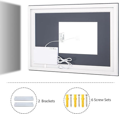 VooBang Bathroom Mirror with Lights 40 x 60 inches - 3 Adjustable Lighting Modes LED Bathroom Vanity Mirror, Anti-Fog, Memory Function, Tempered Glass, Wall Mounted Horizontally Vertically