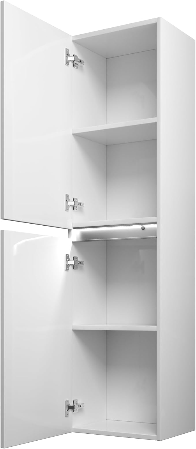 Vanity Art Inches LED Light 12 Inch Small Bathroom Storage Wall Mounted Cabinet with Doors and Shelves Toilet Vanity Narrow Bath Organizer Sensor Switch