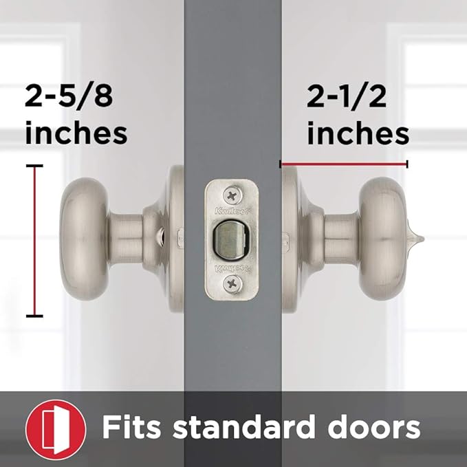 Kwikset Juno Interior Privacy Door Knob with Lock, Door Handle For Bathroom and Bedroom, Satin Nickel Keyless Turn Lock Doorknob, with Microban Protection