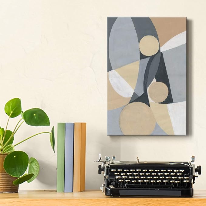 Renditions Gallery Canvas Wall Art Home Paintings & Prints Artwork Grey Brown Rug Abstrac Canvas Wall Hanging Modern Decorations Picture for Bedroom Living Room Office Kitchen - 32"x48" LT02