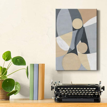 Renditions Gallery Canvas Wall Art Home Paintings & Prints Artwork Grey Brown Rug Abstrac Canvas Wall Hanging Modern Decorations Picture for Bedroom Living Room Office Kitchen - 8"x12" LT02