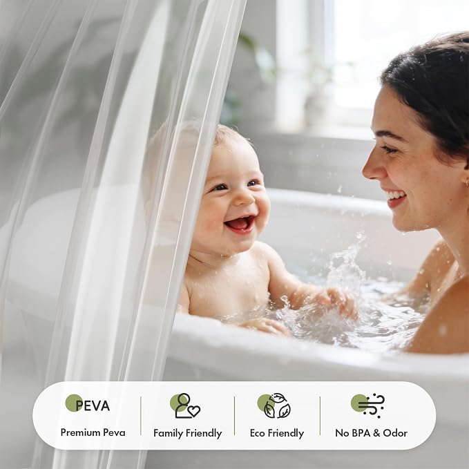 Bathway Shower Curtain Liner, Frosted Shower Curtain Liner 72x78 PEVA Waterproof Shower Curtain Liner Plastic with 3 Magnets and 12 Rustproof Metal Grommets, Lightweight Long Shower Liner for Bathroom