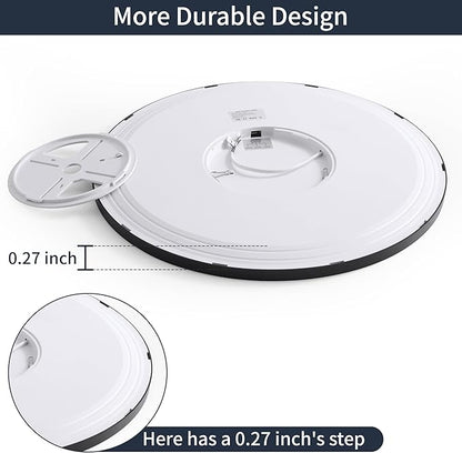 16 Inch Flush Mount Ceiling Light with Remote, 36W Dimmable LED Fixture 3600LM, 3000K-6500K Adjustable, Round Ceiling Lamp for Bedroom, Kitchen, Living Room, Dining Room, Bathroom, Black