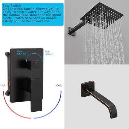 ‎Oil Rubbed Bronze Shower Faucet Set with Tub Spout Bathroom Luxury Rain Mixer Shower Head System Wall Mounted Shower Faucet Complete, Single Handle Tub and Shower Trim Kit with Rough-in Valve