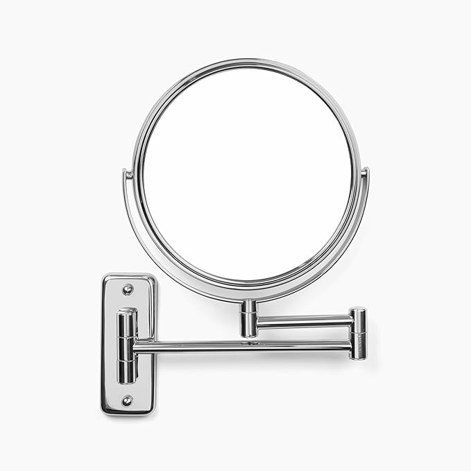 JERDON Wall-Mounted Magnifying Mirror - Bathroom Makeup Mirror with 5X Magnification - 8-Inch Diameter - Chrome Finish - Model JP7506CF