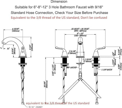 Brushed Nickel Bathroom Sink Faucets 3 Hole Widespread 8 inch for Rv Vanity Faucets for 6-12 Inch with Pop-up Drain Supply Line Made of Thickened Zinc and Metal (Brushed Nickel)