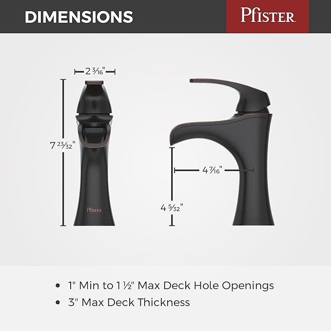 Pfister Jaida Bathroom Sink Faucet, Single Control, 1-Handle, Single Hole, Tuscan Bronze Finish, LF042JDYY