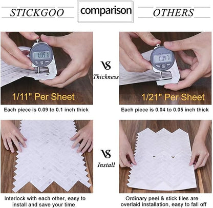 STICKGOO Arabesque Tile Peel and Stick Backsplash, 12”X12” Self Adhesive Wall Tiles (Pack of 10, Thicker Design) (Multi)
