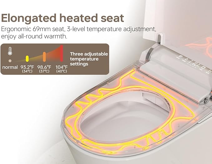 MEJE #T010G - Wall Hung Smart Toilet,Wall Hung Toilet with Bidet Combo, Build In Water Tank, Heated Seat,Warm Water,Dryer,Auto Flush, Foot Sensor Open/Close Lid & Flush (No need additional Water Tank)